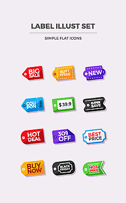 아이콘 사람없음 쇼핑 세트 라벨 세일 플랫 플랫아이콘 블랙프라이데이 2D아이콘 AI파일 데이이벤트 프레임 파일형식 벡터