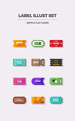 아이콘 사람없음 세트 라벨 티켓 플랫 플랫아이콘 쿠폰 바코드 2D아이콘 AI파일 프레임 파일형식 벡터