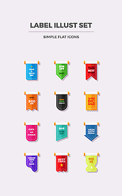 아이콘 사람없음 쇼핑 세트 라벨 세일 플랫 두루마리 플랫아이콘 족자 2D아이콘 AI파일 프레임 파일형식 벡터