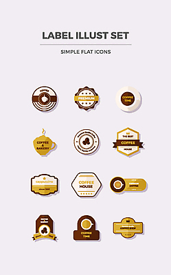 아이콘 커피 사람없음 세트 라벨 원두 플랫 플랫아이콘 아메리카노 라떼 2D아이콘 AI파일 음료 프레임 파일형식 벡터