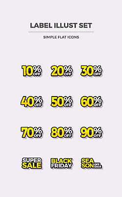아이콘 이벤트 사람없음 쇼핑 세트 라벨 세일 플랫 플랫아이콘 블랙프라이데이 시즌오프 2D아이콘 AI파일 데이이벤트 프레임 파일형식 벡터