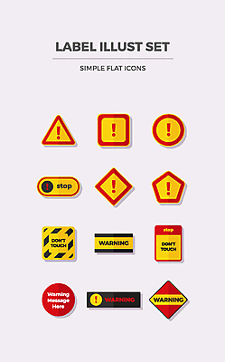 아이콘 경고 사람없음 세트 라벨 플랫 정지 느낌표 위험 플랫아이콘 2D아이콘 AI파일 기호 컨셉 모션 프레임 파일형식 벡터