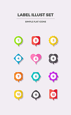 아이콘 사람없음 세트 숫자 라벨 플랫 플랫아이콘 순서 2D아이콘 AI파일 문자 프레임 파일형식 벡터