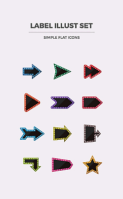 아이콘 화살표 사람없음 세트 라벨 플랫 플랫아이콘 LED 2D아이콘 AI파일 전구 프레임 파일형식 벡터