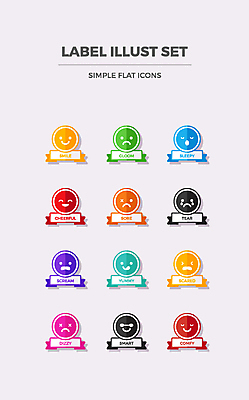 아이콘 감정 표정 웃음 사람없음 세트 라벨 슬픔 분노 플랫 무서움 플랫아이콘 2D아이콘 AI파일 프레임 파일형식 벡터