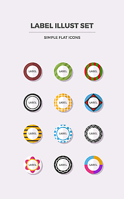 도형 아이콘 사람없음 세트 라벨 원형 플랫 플랫아이콘 2D아이콘 AI파일 프레임 파일형식 벡터