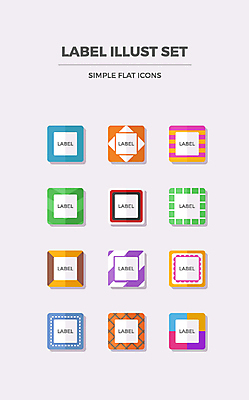 도형 아이콘 사람없음 세트 라벨 사각형 플랫 플랫아이콘 2D아이콘 AI파일 프레임 파일형식 벡터