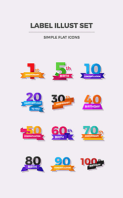 아이콘 기념일 이벤트 사람없음 세트 라벨 축제 생일 플랫 플랫아이콘 2D아이콘 AI파일 프레임 파일형식 벡터