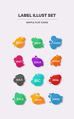 아이콘 사람없음 세트 라벨 물감 거품 최고 플랫 플랫아이콘 클릭 풍선 버블 2D아이콘 AI파일 프레임 미술도구 파일형식 벡터