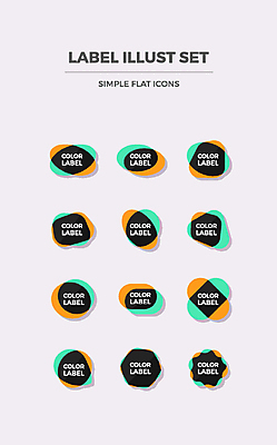 도형 아이콘 컬러 사람없음 세트 라벨 플랫 플랫아이콘 2D아이콘 AI파일 프레임 파일형식 벡터