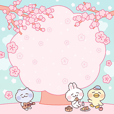 나무 동물 캐릭터 일러스트 곰 프레임 샌드위치 병아리 세마리 사람없음 소풍 귀여움 봄 벚꽃 기타 토끼 메모지 편지 편지지 아기자기 국내일러스트 일러캐릭터 AI파일 식물 계절 꽃 음식 컨셉 포유류 조류 현악기 3 반려동물 야외활동 사무용품 파일형식 벡터