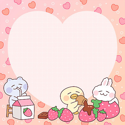 동물 캐릭터 일러스트 곰 딸기 프레임 병아리 세마리 사람없음 귀여움 초콜릿 봄 하트 토끼 메모지 편지 편지지 딸기우유 아기자기 국내일러스트 일러캐릭터 AI파일 모양 계절 컨셉 과일 포유류 조류 디저트 3 반려동물 사무용품 우유 파일형식 벡터