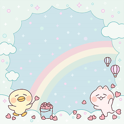 동물 구름 캐릭터 무지개 두마리 일러스트 프레임 병아리 사람없음 귀여움 고양이 봄 열기구 하트 메모지 편지 편지지 아기자기 국내일러스트 일러캐릭터 AI파일 자연요소 모양 계절 컨셉 2 포유류 항공교통 조류 반려동물 사무용품 파일형식 벡터