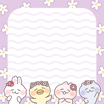 동물 캐릭터 꽃 여러마리 일러스트 곰 프레임 병아리 사람없음 귀여움 고양이 화관 봄 토끼 메모지 편지 편지지 아기자기 국내일러스트 일러캐릭터 AI파일 식물 계절 다수 컨셉 포유류 조류 반려동물 사무용품 파일형식 벡터