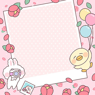 동물 캐릭터 두마리 일러스트 프레임 병아리 사람없음 귀여움 봄 토끼 메모지 편지 편지지 폴라로이드 폴라로이드사진 풍선 동백 아기자기 국내일러스트 일러캐릭터 AI파일 계절 꽃 컨셉 2 포유류 조류 반려동물 카메라 사무용품 파일형식 벡터