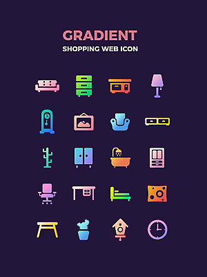 아이콘 화분 시계 액자 쿠션 의자 탁자 조명 욕조 사람없음 쇼핑 소파 침대 장롱 옷걸이 책상 서랍장 웹아이콘 2D아이콘 AI파일 가구 파일형식 벡터