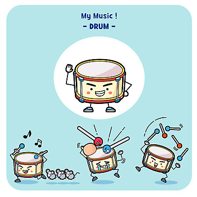 캐릭터 악기 음악 연주 일러스트 사람없음 쥐 드럼 사물캐릭터 저글링 일러캐릭터 AI파일 문화예술 타악기 설치류 파일형식 벡터