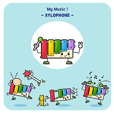 캐릭터 악기 연주 일러스트 사람없음 달리기 고장 실로폰 사물캐릭터 일러캐릭터 AI파일 음악 모션 타악기 파일형식 벡터