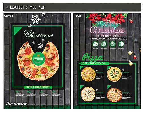 템플릿 ZIP 포스터 리플렛 크리스마스장식 크리스마스 피자 눈꽃 사람없음 시간 전단템플릿 전단 인디자인 INDD 이미지템플릿 기념일 패스트푸드 서양음식 눈_날씨 홍보물 파일형식
