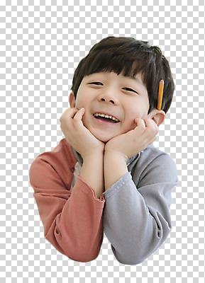 편집 편집이미지 어린이교육 남자 어린이 한명 웃음 상반신 앞모습 연필 턱괴기 한국인 PNG 소년한명만 편집소스 1 교육 뷰포인트 모션 학용품 표정 사람 동양인 필기구 남자한명만 소년만 파일형식