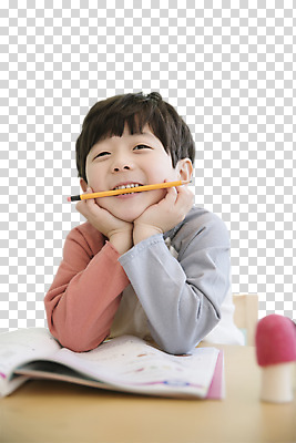 편집 편집이미지 어린이교육 남자 어린이 생각 한명 웃음 상반신 앞모습 책 연필 턱괴기 한국인 물기 PNG 소년한명만 편집소스 1 교육 뷰포인트 모션 학용품 표정 사람 동양인 필기구 남자한명만 소년만 파일형식