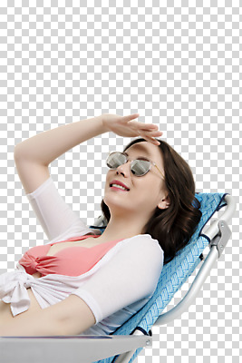 편집 편집이미지 응시 여자 한명 상반신 20대 옆모습 여름휴가 바캉스 비키니 선글라스 눕기 한국인 선베드 PNG 눈부심 편집소스 1 시선 수영복 안경 뷰포인트 의자 모션 휴가 사람 동양인 청년 파일형식 여름_계절