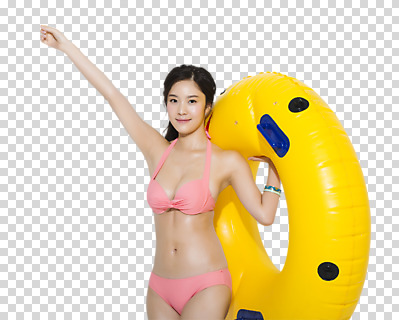 편집 편집이미지 여자 한명 서기 들기 상반신 20대 앞모습 여름휴가 바캉스 비키니 한국인 튜브 PNG 의료성형뷰티 편집소스 1 수영복 뷰포인트 모션 휴가 사람 동양인 청년 파일형식 여름_계절