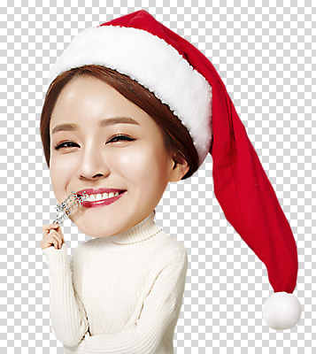 편집 편집이미지 여자 크리스마스 산타모자 한명 웃음 들기 이벤트 상반신 20대 앞모습 한국인 PNG 의료성형뷰티 SD캐릭터 편집소스 캐릭터 모자_잡화 1 기념일 뷰포인트 모션 표정 사람 동양인 청년 파일형식