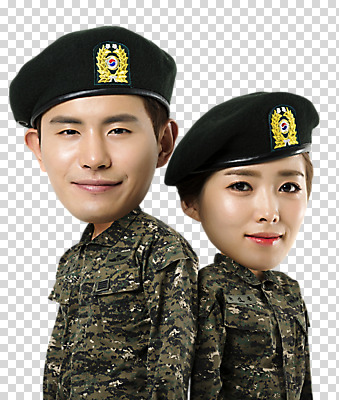편집 편집이미지 여자 남자 웃음 상반신 20대 두명 앞모습 군인 한국인 군복 PNG 군모 SD캐릭터 편집소스 직업 캐릭터 뷰포인트 유니폼 표정 사람 동양인 청년 군용 국군 파일형식