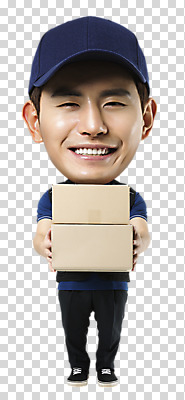 전신 편집 편집이미지 남자 한명 서기 웃음 들기 20대 앞모습 한국인 택배기사 택배 택배상자 PNG SD캐릭터 편집소스 캐릭터 1 뷰포인트 모션 표정 사람 동양인 청년 상자 운송업 배달원 파일형식