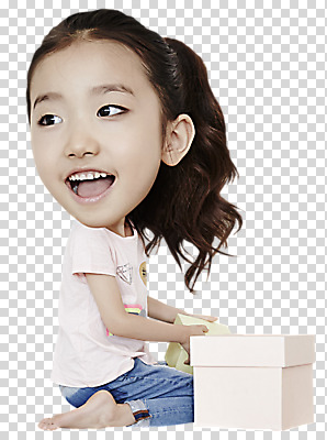 전신 편집 편집이미지 여자 어린이 한명 웃음 앉기 옆모습 상자 한국인 PNG SD캐릭터 편집소스 캐릭터 1 뷰포인트 모션 표정 사람 동양인 파일형식