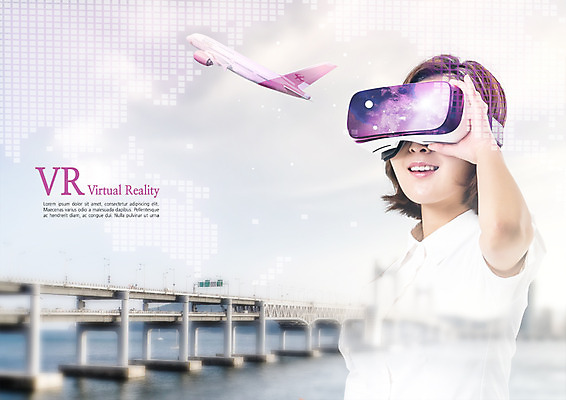 PSD 편집 편집이미지 여자 비행기 스마트라이프 한명 20대 성인 한국인 스마트 3D안경 가교 가상현실 VR기기 이미지편집 1 라이프스타일 건축물 안경 컨셉 항공교통 대중교통 사람 동양인 청년 기계 파일형식