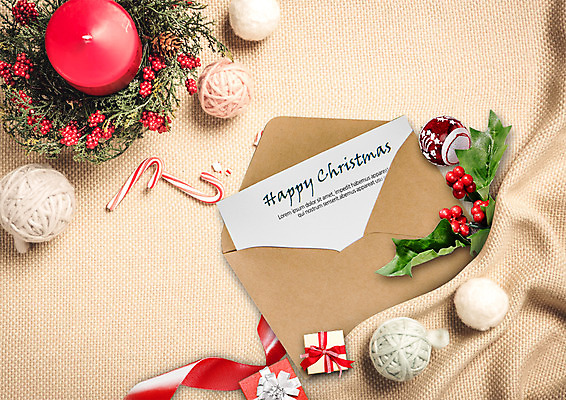 PSD 편집 편집이미지 크리스마스 겨울 초 편지봉투 크리스마스카드 이벤트 사람없음 선물상자 장식볼 털실 장식리스 지팡이사탕 플랫레이 이미지편집 계절 기념일 봉투 카드_감사 사탕 선물 장식 상자 화환 플랫 실 편지 파일형식