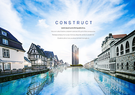 PSD 구름 편집 편집이미지 건축 서양건축 하늘 물그림자 빌딩 사람없음 강 이미지편집 자연요소 해외건축 그림자 건물 파일형식