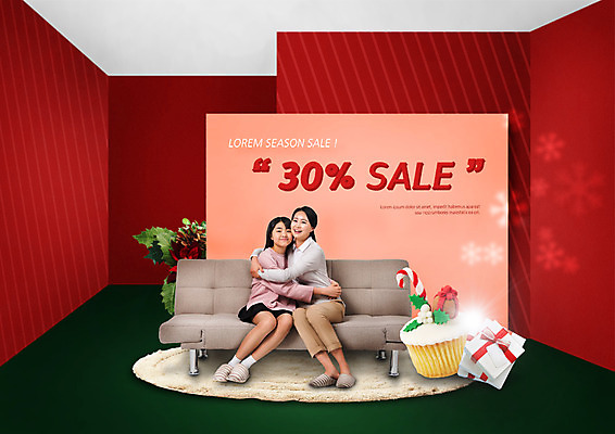 PSD 편집 편집이미지 여자 딸 크리스마스 포옹 청소년 모녀 엄마 앉기 이벤트 성인 두명 10대 30대 선물상자 소파 세일 한국인 컵케이크 여자만 이미지편집 기념일 의자 가족 안기 모션 선물 사람 동양인 장년 상자 케이크 파일형식