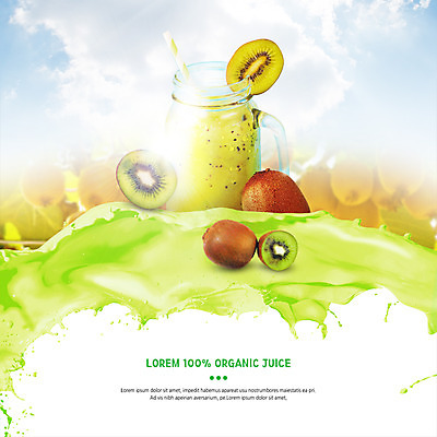 PSD 구름 편집 편집이미지 음료 하늘 잔 키위 빨대 사람없음 신선 키위주스 이미지편집 자연요소 식기 과일 과일주스 파일형식