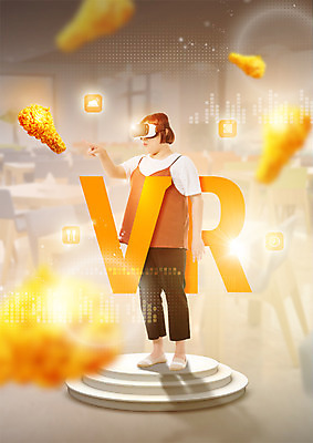 PSD 편집 편집이미지 여자 음식 한명 20대 성인 식당 치킨 가리킴 3D안경 가상현실 성인여자한명만 4차산업 VR기기 이미지편집 1 산업 안경 사람 손짓 청년 상점 기계 닭고기요리 여자한명만 성인여자만 파일형식