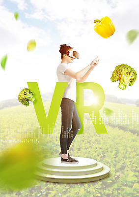 PSD 편집 편집이미지 여자 음식 피망 나뭇잎 한명 20대 성인 브로콜리 3D안경 가상현실 성인여자한명만 4차산업 VR기기 이미지편집 1 산업 안경 잎 채소 사람 청년 기계 여자한명만 성인여자만 파일형식