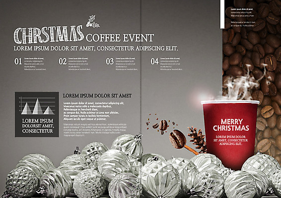 PSD 템플릿 표지디자인 북디자인 출판디자인 내지 커피 음식 리플렛 크리스마스 겨울 북커버 그래프 이벤트 팜플렛 사람없음 장식볼 원두 솔방울 테이크아웃컵 이미지템플릿 계절 기념일 음료 장식 컵 파일형식