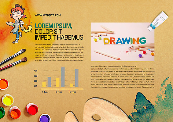 PSD 템플릿 표지디자인 북디자인 출판디자인 여자 교육 내지 어린이 리플렛 북커버 그래프 색연필 미술 한명 팜플렛 물감 붓 팔레트 화가 이미지템플릿 직업 1 문화예술 학용품 사람 미술도구 파일형식