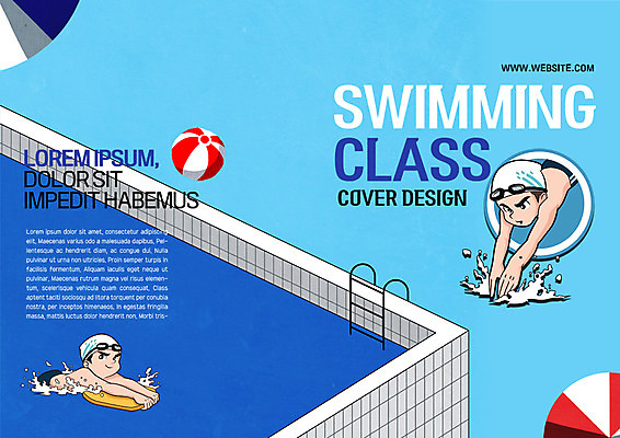 PSD 템플릿 표지디자인 북디자인 출판디자인 표지 남자 어린이 리플렛 북커버 수영장 팜플렛 두명 수영 비치볼 다이빙 수영강습 이미지템플릿 공 바캉스용품 사람 수상스포츠 수중스포츠 파일형식