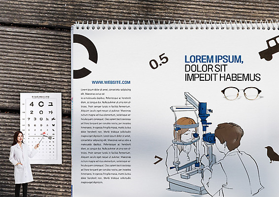 PSD 템플릿 표지디자인 북디자인 출판디자인 여자 표지 남자 안경 리플렛 북커버 의학 팜플렛 20대 세명 한국인 환자 의사 스케치북 지시봉 안과 시력검사 시력검사표 이미지템플릿 잡화 학용품 병원 사람 동양인 청년 의료진 검사_조사 파일형식