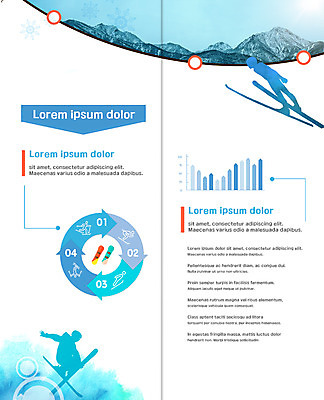 PSD 템플릿 표지디자인 북디자인 출판디자인 실루엣 내지 리플렛 겨울 2단접지 북커버 그래프 겨울스포츠 산 팜플렛 스키점프 성인만 이미지템플릿 계절 스포츠 스키 촬영기법 파일형식