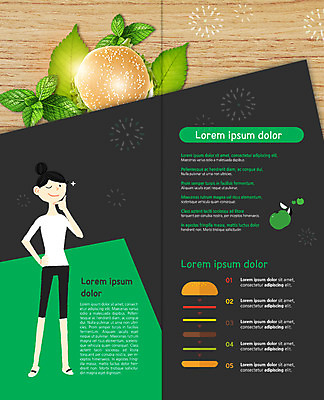 PSD 템플릿 표지디자인 북디자인 출판디자인 여자 내지 리플렛 2단접지 북커버 나뭇잎 한명 팜플렛 성인 햄버거 고칼로리 이미지템플릿 1 잎 패스트푸드 사람 칼로리 파일형식