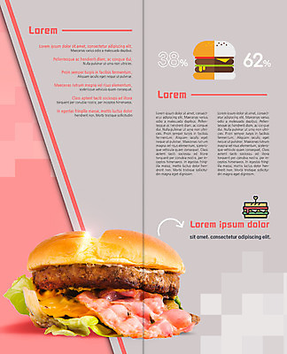 PSD 템플릿 표지디자인 북디자인 출판디자인 내지 리플렛 2단접지 북커버 팜플렛 사람없음 햄버거 베이컨 패티 이미지템플릿 패스트푸드 돼지고기 파일형식
