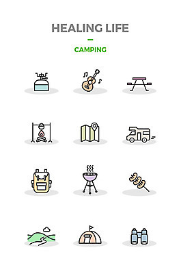 아이콘 지도 배낭 식탁 산 텐트 사람없음 세트 망원경 기타 램프 그릴 모닥불 힐링 캠핑카 소세지빵 2D아이콘 AI파일 빵 가방 자동차 탁자 주방용품 불 현악기 조명 캠핑도구 파일형식 벡터