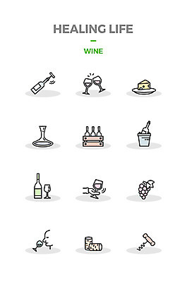 아이콘 와인잔 포도 치즈 사람없음 세트 와인 샴페인 양동이 힐링 코르크 와인오프너 2D아이콘 AI파일 술잔 과일 유제품 주류 병따개 파일형식 벡터