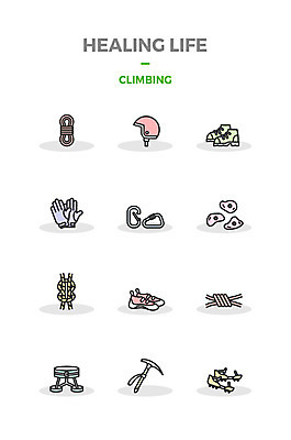 아이콘 밧줄 신발 사람없음 세트 등산 헬멧 힐링 매듭 암벽등반 등산화 2D아이콘 AI파일 줄 트래킹 보호장비 등산용품 파일형식 벡터