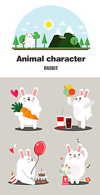 나무 동물 캐릭터 꽃 음료 동물캐릭터 여러마리 일러스트 아이스크림 산 사람없음 태양 케이크 당근 고깔모자 토끼 생일케이크 벌 콜라 풍선 일러캐릭터 AI파일 자연요소 식물 모자_잡화 다수 곤충 포유류 디저트 뿌리채소 반려동물 탄산음료 파일형식 벡터