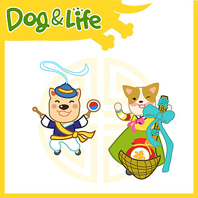 두마리 일러스트 새해 복주머니 사람없음 전통놀이 복 개 한복 신년캐릭터 복조리 소고 상모 2018년 무술년 국내일러스트 일러캐릭터 AI파일 캐릭터 한국전통 전통 2 포유류 놀이 타악기 전통소품 국악기 한자 전통의상 연도 파일형식 벡터